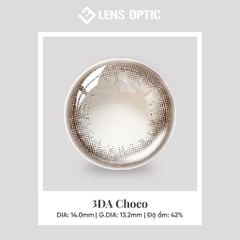 Lens Mắt Màu Nâu Choco 3DA 14.0mm 6 tháng, kính áp tròng có độ cận -0.00 > -8.00