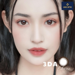 Lens Mắt Màu Nâu Choco 3DA 14.0mm 6 tháng, kính áp tròng có độ cận -0.00 > -8.00