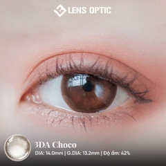 Lens Mắt Màu Nâu Choco 3DA 14.0mm 6 tháng, kính áp tròng có độ cận -0.00 > -8.00