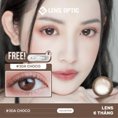 Lens Mắt Màu Nâu Choco 3DA 14.0mm 6 tháng, kính áp tròng có độ cận -0.00 > -8.00