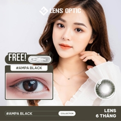 Kính Áp Tròng 6 Tháng Ampa Black 14.0mm, Lens Màu Đen Tự Nhiên, Có Độ Cận -0.00 > -6.00