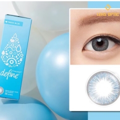 Kính áp tròng Acuvue Define Fresh Blue: lens màu Xanh Dương 1 ngày cho mắt cận