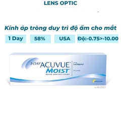 [TẶNG 3 CẶP/ HỘP] [30 Lens] Kính áp tròng ACUVUE 1Day Moist, lens mắt trong suốt có độ cận - Lens Optic