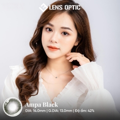 Kính Áp Tròng 6 Tháng Ampa Black 14.0mm, Lens Màu Đen Tự Nhiên, Có Độ Cận -0.00 > -6.00