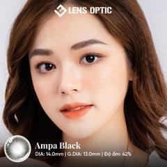 Kính Áp Tròng 6 Tháng Ampa Black 14.0mm, Lens Màu Đen Tự Nhiên, Có Độ Cận -0.00 > -6.00