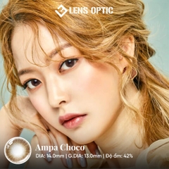 Lens mắt màu choco Ampa 14.0mm 6 tháng, kính áp tròng có độ cận -0.00 > -6.00