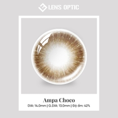Lens mắt màu choco Ampa 14.0mm 6 tháng, kính áp tròng có độ cận -0.00 > -6.00