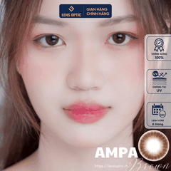 Lens mắt màu choco Ampa 14.0mm 6 tháng, kính áp tròng có độ cận -0.00 > -6.00