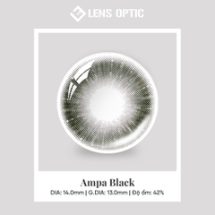Kính Áp Tròng 6 Tháng Ampa Black 14.0mm, Lens Màu Đen Tự Nhiên, Có Độ Cận -0.00 > -6.00