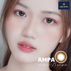 Lens mắt màu choco Ampa 14.0mm 6 tháng, kính áp tròng có độ cận -0.00 > -6.00