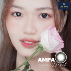 Kính Áp Tròng 6 Tháng Ampa Black 14.0mm, Lens Màu Đen Tự Nhiên, Có Độ Cận -0.00 > -6.00