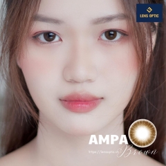 Lens mắt màu choco Ampa 14.0mm 6 tháng, kính áp tròng có độ cận -0.00 > -6.00