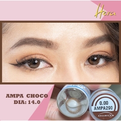 Lens mắt màu choco Ampa 14.0mm 6 tháng, kính áp tròng có độ cận -0.00 > -6.00