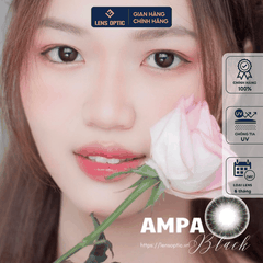 Kính Áp Tròng 6 Tháng Ampa Black 14.0mm, Lens Màu Đen Tự Nhiên, Có Độ Cận -0.00 > -6.00