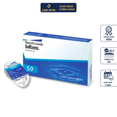 Kính áp tròng Bausch & Lomb 1 tháng không màu, lens trong suốt có độ cận