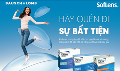 Kính áp tròng 3 tháng không màu Bausch Lomb, lens trong suốt dành cho mắt cận