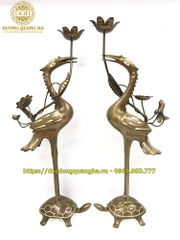 Bộ Ngũ Sự Đồng Đỏ Khảm Tam Khí Xóa Sòi cao 60cm