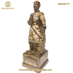 Tượng Trần Hưng Đạo Đồng Đỏ Khảm Tam Khí Cao 60cm