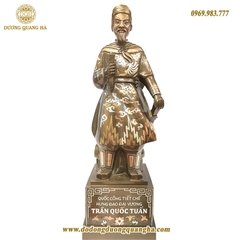 Tượng Trần Hưng Đạo Đồng Đỏ Khảm Tam Khí Cao 60cm