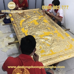 Tranh Ngọc Đường Phú Quý dát vàng 9999 khung đồng