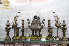 Bộ Đồng Đỏ Khảm Tam Khí Đầy Đủ Phụ Kiện