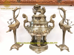 Bộ Tam Sự Đồng Đỏ Khảm Tam Khí Sòi Cao 60cm