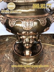 Lư Hương Rồng Nổi Phớt Nỉ 61cm Kèm Lọa Hoa Và Đèn Thờ