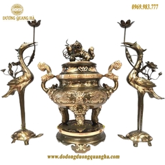 Bộ Tam Sự Đồng Đổ Rồng Nổi Phớt Nỉ Cao 50cm