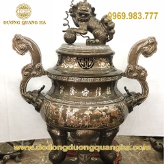 Đỉnh Quả Mao Rồng Khảm Bạc Cao 1m5