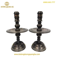 Bộ Tam Sự Đồng Đỏ Khảm Ngũ Sắc Cao 60cm