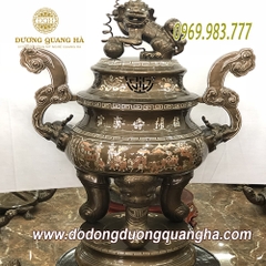 Đỉnh Quả Mao Rồng Khảm Bạc Cao 1m5