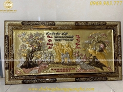 TRANH MỪNG THỌ SONG THÂN THIẾP VÀNG 9999