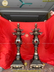 ĐÈN THỜ ĐÚC ĐỒNG ĐỎ CAO 1M2