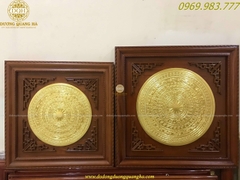 TRANH MẶT TRỐNG ĐỒNG DÁT VÀNG 9999