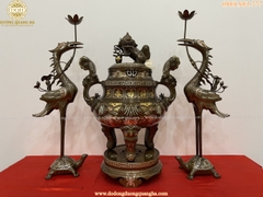 BỘ TAM SỰ ĐỒNG ĐỎ KHẢM TAM KHÍ DÁT CHỮ VÀNG