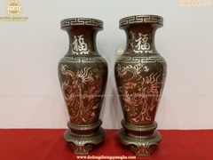 LỌ HOA ĐỒNG ĐỎ KHẢM TAM KHÍ