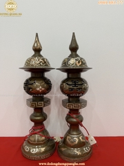 ĐÈN THỜ ĐỒNG ĐỎ KHẢM TAM KHÍ