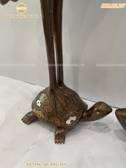 ĐÔI HẠC THỜ CAO 65CM ĐỒNG ĐỎ KHẢM NGŨ SẮC