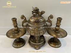 BỘ TAM SỰ CAO 45CM ĐỒNG ĐỎ KHẢM TAM KHÍ