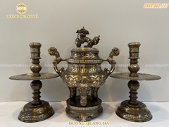 BỘ TAM SỰ CAO 50CM ĐỒNG ĐỎ KHẢM TAM KHÍ