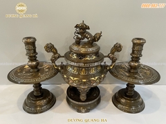 BỘ TAM SỰ CAO 50CM ĐỒNG ĐỎ KHẢM TAM KHÍ