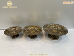 Mâm Bồng Đồng Đỏ Khảm Tam Khí