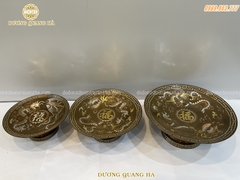 Mâm Bồng Đồng Đỏ Khảm Tam Khí