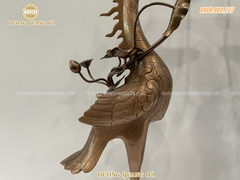 ĐÔI HẠC THỜ BẰNG ĐỒNG ĐỎ GIẢ CỔ CAO 60CM