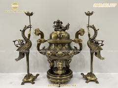 BỘ NGŨ SỰ HOA SÒI CAO 50CM ĐỒNG VÀNG HUN