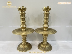 ĐÔI CHÂN NẾN ĐỒNG CAO 60CM CHẠM HOA VĂN RỒNG PHƯỢNG TINH XẢO