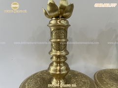 ĐÔI CHÂN NẾN ĐỒNG CAO 60CM CHẠM HOA VĂN RỒNG PHƯỢNG TINH XẢO