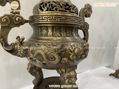 ĐỈNH ĐỒNG THỜ CÚNG 70CM ĐỒNG VÀNG HUN GIẢ CỔ