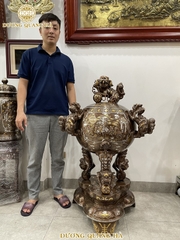 Đỉnh Thất Lân Vờn Cầu khảm Ngũ Sắc ( Khảm Kỹ )