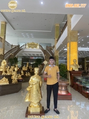 Tượng Khổng Minh đúc đồng đỏ nguyên chất dát vàng 9999